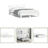 The Living Store Giroletto con testiera bianco 135 x 190 cm Materiale a base di legno