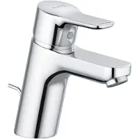 Kludi PURE&EASY Mitigeur monocommandé pour lavabo, hauteur de bec 70mm, garniture d'écoulement en métal, chrome, 373820565, 373820565