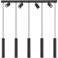 LINDBY Lampada a sospensione Sanad, 116 cm, a 9 luci, nera, GU10