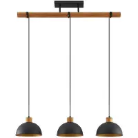 LINDBY lampada a sospensione Flurin, a 3 luci, 107 cm, nero, metallo