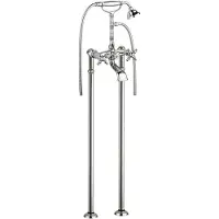 Casa Padrino rubinetto per vasca in stile liberty argento H. 105,5 cm - Rubinetto per vasca da bagno nostalgico con doccia e piedini