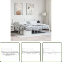 The Living Store Struttura letto con testiera in metallo bianco 180x200 cm