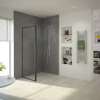 Marwell Schermo doccia 90cm pannello laterale per cabina doccia Style pannello laterale nero - 90x195cm - installabile capovolto - profili in alluminio di alta qualità
