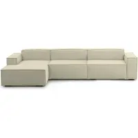Dmora Divano Fisso con Penisola Atrillo 170x340 cm Beige Beige, Sfoderabile Modulare, Sfoderabile, Italy, Oekotext