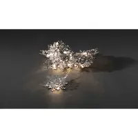 Konstsmide - Catena luminosa LED, con fiocchi di neve in metallo argentato, 10 LED bianco caldo, alimentata a batteria, per interni, cavo trasparente; 3146-303