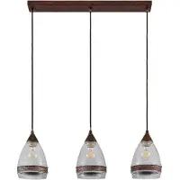 LINDBY Lampada a sospensione Millina in vetro , 70 cm, marrone ruggine, 3 luci.