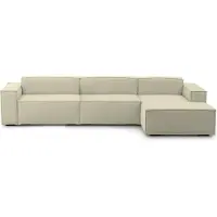 Talamo Italia Divano Fisso con Penisola Asvaldo 170x340 cm Beige Beige, Sfoderabile Modulare, Sfoderabile, Italy, Oekotext