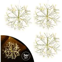 Gartenpirat Decorazione natalizia stella d'oro 45 cm set di 3 con 120 LED bianco caldo funzione timer Stella di Natale a LED