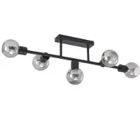 LINDBY plafoniera Biscala, a 5 luci, nero/fumo, E14