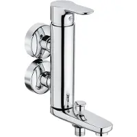 Kludi OBJEKTA Mitigeur monocommandé pour bain et douche, robinetterie monobloc verticale, montage mural, chrome, 364890575, 364890575