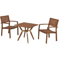 Merxx Set di mobili da giardino Batavia 3 pezzi, 2 poltrone impilabili, 1 tavolino da bistrot 70 x 70 cm - Acacia