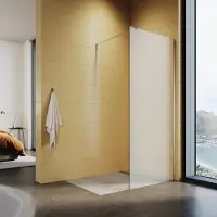 Sonni Schermo doccia walk in shower 80x200cm in vetro smerigliato Schermo doccia in vetro di sicurezza NANO 8mm, con barra di supporto, completamente satinato