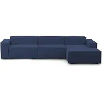 Dmora Divano Fisso con Penisola Asvaldo 170x340 cm blu blu, Sfoderabile Modulare, Sfoderabile, Italy, Oekotext