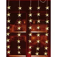 F-H-S International Tenda luminosa a LED con 40 stelle, bianco caldo, 1x1,2 m, per interni/esterni, 06044-Timer