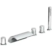 Ravak Rubinetto per vasca da bagno, per il bordo della vasca, 5 fori WF 025.00CR con set doccia, cas