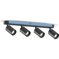 Calex Faretto da soffitto GU10, nero, lunghezza 49 cm, a 4 luci, metallo