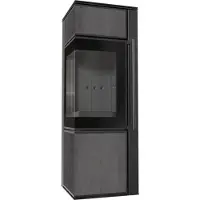 Kratki Stufa in acciaio TORA/S 8 kW Ø 150 quarzo sinterizzato NATURALI PIETRA DI SAVOIA ANTRANCITE BOCCIARDATA rivestimento nero con molla della porta