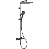 Kielle Vega - Set doccia con termostato, 300 x 200 mm, 3 getti, nero opaco 20618004