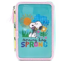 Snoopy Astuccio A 3 Piani Con Materiale Scolastico