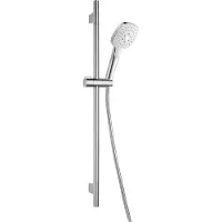 Kielle Vega - Set soffione doccia, asta e tubo flessibile, cromato/bianco 20418SE0