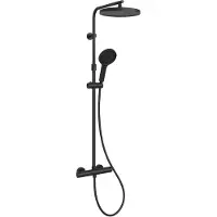 Kielle Oudee - Set doccia con termostato, 260 mm, 3 getti, nero opaco 20602014