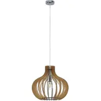 LINDBY Lampada a sospensione Sina, Ø 35 cm, legno, E27