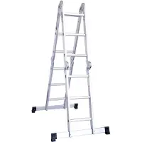 Stier Scala multiuso in alluminio, max. 3,37 m, 12 gradini, 4x3 pioli, portata 150 kg, 6 varianti di montaggio, scala multiuso, scala pieghevole in alluminio, scala universale