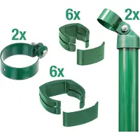 Alberts 601638 Set di collegamento per cancello in rete metallica a rete verde, set, 2s, zinco-fosfatato zE, palo del cancello Ø: 72 mm, altezza recinzione: 81 cm