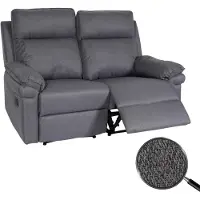 Mendler poltrona cinema 2 posti HWC-L94, poltrona reclinabile poltrona TV divano, bracciolo funzione reclinabile nosag sospensione tessuto/tessuto ~ grigio scuro