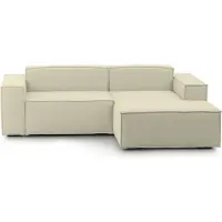Dmora Divano Fisso con Penisola Amuleto 170x220 cm Beige Beige, Sfoderabile Modulare, Sfoderabile, Italy, Oekotext