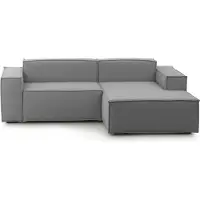 Dmora Divano Fisso con Penisola Amuleto 170x220 cm Grigio Grigio, Sfoderabile Sfoderabile, Modulare, Italy, Oekotext