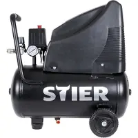 Stier Compressore LKT 200-8-24 per utensili pneumatici, 1200 W, 8 bar, serbatoio da 24 litri, 10 kg, con spegnimento automatico, compressore per officina, compressore d'aria senza olio