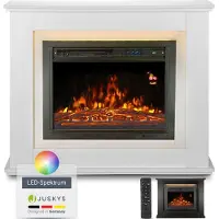 Juskys Caminetto elettrico 1000 / 2000 W - caminetto a piantana con riscaldamento, LED e timer - bianco