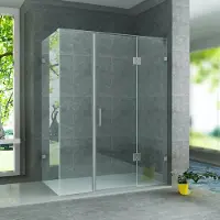 BELVIT Cabina doccia con porta centrale scorrevole, vetro temperato di sicurezza (ESG) da 8 mm, rivestimento nanotecnologico, dimensioni 90x120x195 cm