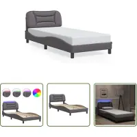 The Living Store Giroletto con LED grigio 80x200 cm in ecopelle