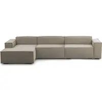 Dmora Divano Fisso con Penisola Atrillo 170x340 cm Grigio Tortora\ Tortora, Sfoderabile Modulare, Sfoderabile, Italy, Oekotext