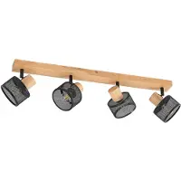 LINDBY Evinora, faretto da soffitto, 77 cm, nero, a 4 luci, legno