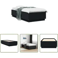 The Living Store Struttura letto nera 90x200 cm in materiale ligneo