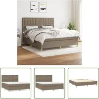 The Living Store Letto a molle con materasso Taupe 160x200 cm in tessuto
