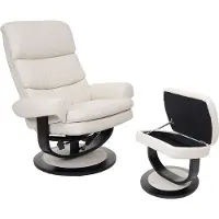 Mendler Poltrona relax HWC-C16, poltrona TV Poltrona TV sgabello con vano portaoggetti, MVG ~ pelle artificiale crema