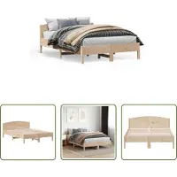 The Living Store Letto in legno massiccio con testiera 150x200 cm in pino
