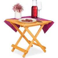 Relaxdays Tavolino pieghevole in legno , per soggiorno, balcone e terrazza, portatile, robusto, tavolino di servizio: 50x50x50 cm, naturale