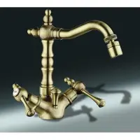 Casa Padrino Rubinetto bidet , serie Milano, stile Art Nouveau, finitura oro antico/bronzo, miscelatore monocomando con gruppo di scarico da 1 1/4 di pollice