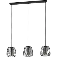 Eglo Lampada a sospensione Floresta, nera, lunghezza 89 cm, acciaio/vetro, a 3 luci