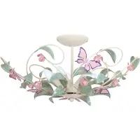 Luminex Plafoniera BUTTERFLY, crema/verde/rosa, acciaio inox, a 5 luci