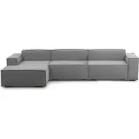 Dmora Divano Fisso con Penisola Atrillo 170x340 cm Grigio Grigio, Sfoderabile Modulare, Sfoderabile, Italy, Oekotext