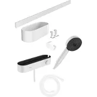 Hansgrohe WallStoris Bundle set complet Pomme de douche 105 3 jets, activation économisant leau, thermostat, barre de douche 70 cm et set daccessoires, 24250700, 24250700