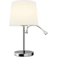 LINDBY lampada da tavolo Benjiro, bianco, tessuto, lampada da lettura, 52 cm