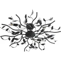 LINDBY plafoniera Yos, a 10 luci, 95 cm, nero-oro, E14