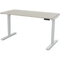 Assmann scrivania regolabile elettricamente in altezza Y-Line Curved quercia Polar alluminio bianco, 140x80cm, funzione memoria, funzione motore 2-fold